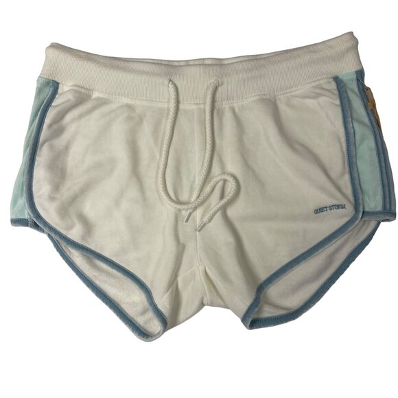 Quiet Storm Pants - Quiet Storm Surf Shop Drawstring Sweat Shorts White Blue Sz MED